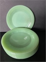 8 Jane Ray Jadeite Salad Plates