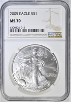 2005 AMERICAN SILVER EAGLE NGC MS-70