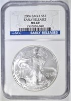 2006 SILVER EAGLE NGC MS-69 EARLY RELEASES