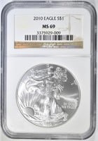 2010 AMERICAN SILVER EAGLE NGC MS-69