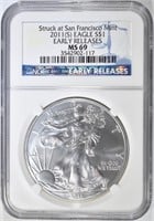 2011-(S) SILVER EAGLE NGC MS-69 EARLY RELEASES