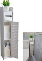 AOJEZOR Small Bathroom Storage Floor Cabinet White