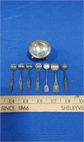 Sterling Silver Salt Spoons and Salt Dish
