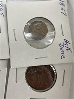 4 Type Coins Silver 3 Cent, etc.