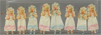 EIGHT DRESDEN BABY CHRISTMAS TREE ORNAMENTS