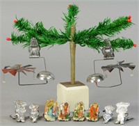 EIGHT ASSORTED CHRISTMAS CANDLE CLIPS & TREE W/CLI