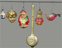 ASSORTMENT OF SIX HARD TO FIND GLASS ORNAMENTS