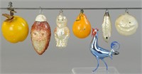 GROUPING OF SIX GLASS CHRISTMAS ORNAMENTS