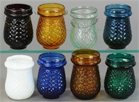 EIGHT PRESSED GLASS CANDLE CUPS FOR CHRISTMAS