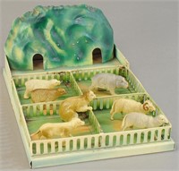 TIN ZOO ENCLOSURE WITH CELLULOID ANIMALS
