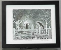 FRAMED ETCHING THE RAVEN & TWO DIE-CUTS