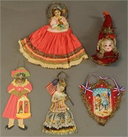 A GROUPING OF FIVE CONTEMPORARY ORNAMENTS