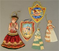 A GROUPING OF FIVE WONDERFUL VICTORIAN ORNAMENTS