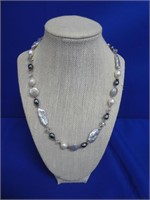 STERLING PEARL & CRYSTAL NECKLACE WITH