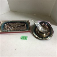 Silver Cranberry Tray & Serving Spoon, Silver Bowl