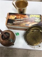 Copper Tea Kettle & Pyrex Bread Pan