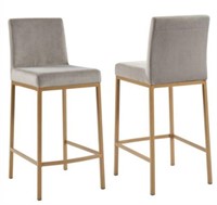 Diego 26'' Counter Stool, set of 2 in Grey/Gold