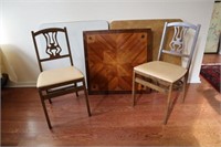 3 CARD TABLES & 2 CHAIRS: