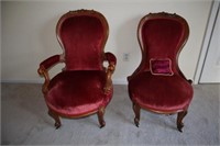 LADIES & GENTS VICTORIAN PARLOR CHAIRS: