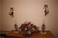 PAIR OF CANDLESTICKS, CONSOLE BOWL, WALL SCONCES: