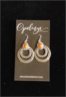 Sterling Silver Earrings with Coral Inlay