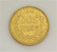 1.7 grams Dos Pesos Mini Gold Coin