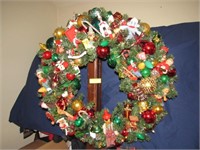 Wreath Decorated w/Assorted Vintage Ornaments