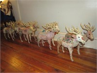 8 Reindeer - Vintage Fabric Over Wire Frame