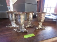 4 Silver Tone/Silver-Plate Stag Head Wine Cups