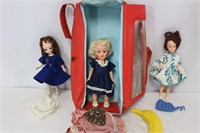 3 Small Vintage Dolls - Brunette, Blonde & Redhead