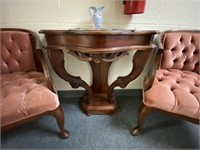 Vintage Carved Side Table w/2 Side Chairs