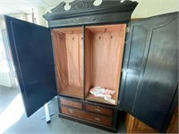 Antique Armoire w/Mirrored Doors and Drawers 85"H