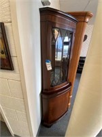 Antique Wood Corner Cabinet w/Glass Door 6ft H
