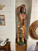 Painted Metal Native Indian Statue 69"H