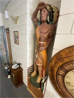 Painted Metal Native Indian Statue 69"H