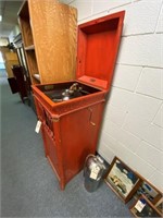Vintage Edison Record Player In Cabinet