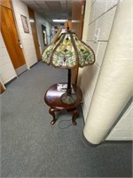 Tiffany Style Electric Lamp w/End Table-old
