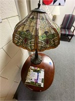 Tiffany Style Electric Lamp w/End Table-old