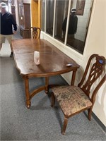Wood Dining Table w/Leaf & 2-Chairs 90"L