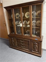 China Cabinet w/Collector's Plates approx 26 75"H
