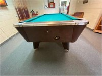 Valley Coin Operated Pool Table w/Balls Cues Rack