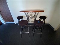 Bistro Table w/4 Café Height Stools 29"H Metal