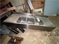 3 Compartment Stainless Steel Sink 59"L