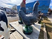 Aluminum Statue Rooster 24"H w/2 chickens 16"H
