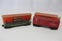 Vintage O Scale Lionel Boxcar + Lumber Car