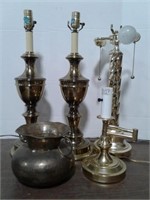 Brass Lamps & Pot