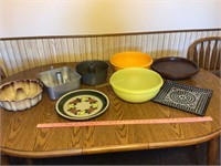 Angel food & Bundt pan, Tupperware, trays, & l
