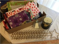 Christmas decor, candle, holiday bags and tissue