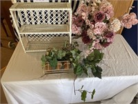 Wicker Shelf and Floral Arrangements