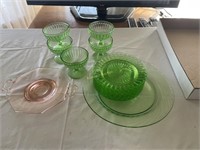 Green and Pink Glassware